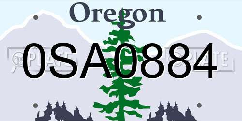 0SA0884 Oregon License Plate