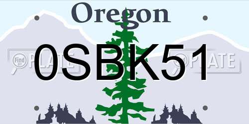 0SBK51 Oregon License Plate