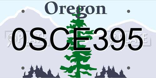 0SCE395 Oregon License Plate