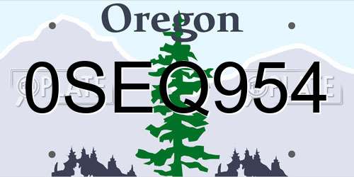0SEQ954 Oregon License Plate