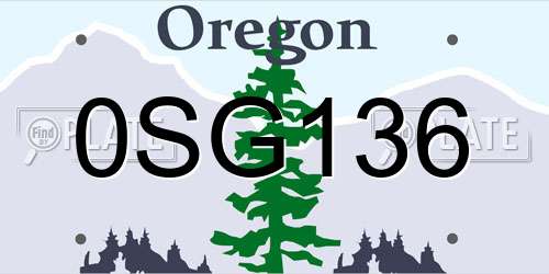 0SG136 Oregon License Plate