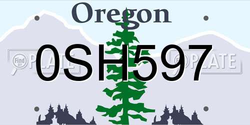 0SH597 Oregon License Plate