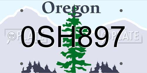 0SH897 Oregon License Plate