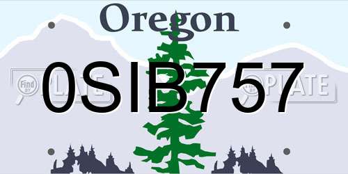 0SIB757 Oregon License Plate