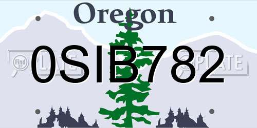 0SIB782 Oregon License Plate