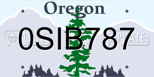 0SIB787 Oregon License Plate
