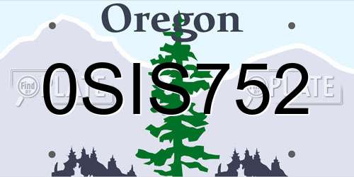 0SIS752 Oregon License Plate