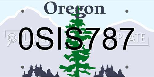 0SIS787 Oregon License Plate