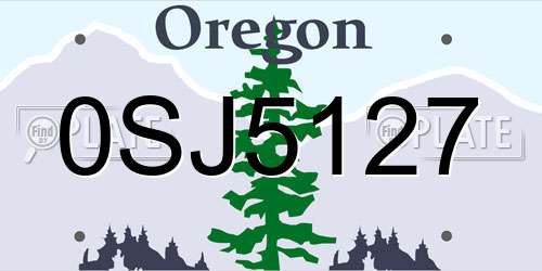 0SJ5127 Oregon License Plate