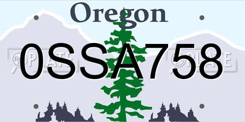 0SSA758 Oregon License Plate