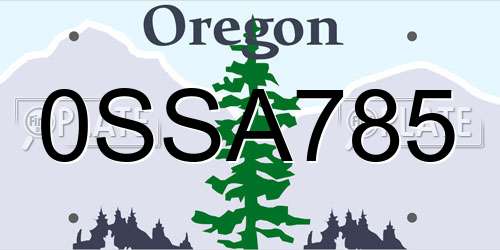 0SSA785 Oregon License Plate