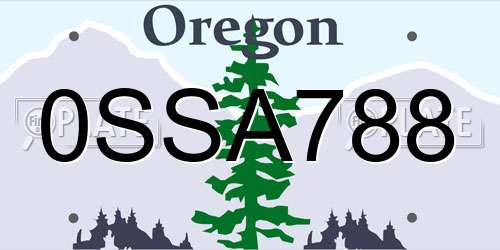 0SSA788 Oregon License Plate