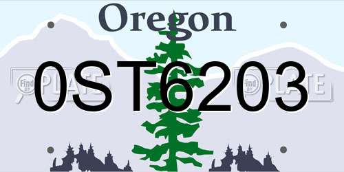 0ST6203 Oregon License Plate