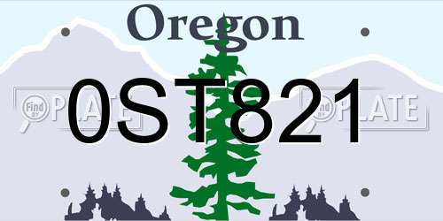 0ST821 Oregon License Plate
