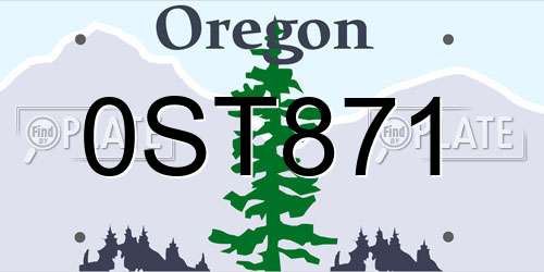 0ST871 Oregon License Plate