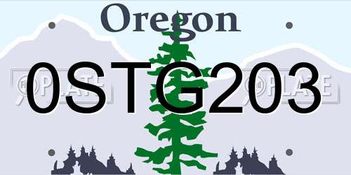 0STG203 Oregon License Plate
