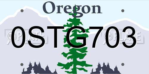 0STG703 Oregon License Plate