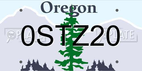 0STZ20 Oregon License Plate