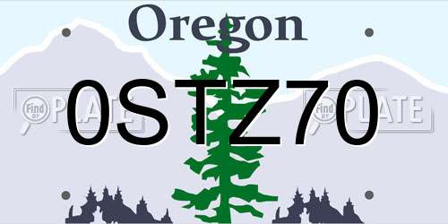 0STZ70 Oregon License Plate