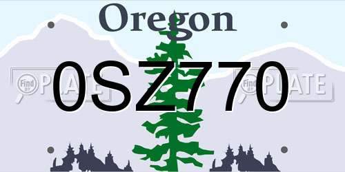 0SZ770 Oregon License Plate