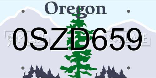 0SZD659 Oregon License Plate
