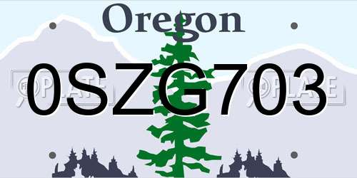 0SZG703 Oregon License Plate