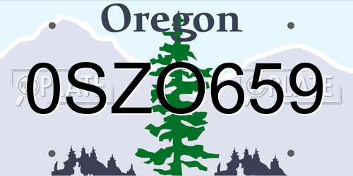 0SZO659 Oregon License Plate