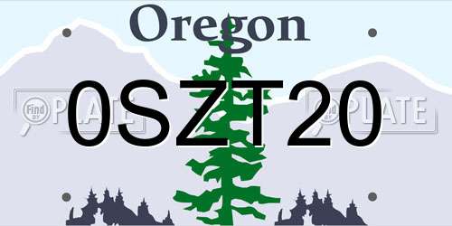 0SZT20 Oregon License Plate