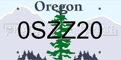 0SZZ20 Oregon License Plate