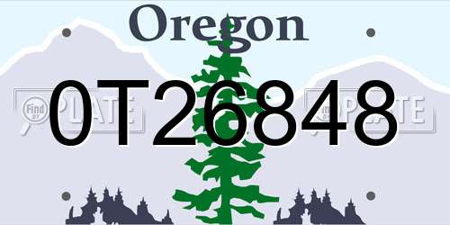 0T26848 Oregon License Plate
