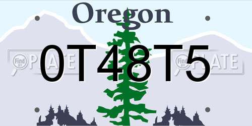 0T48T5 Oregon License Plate