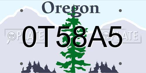 0T58A5 Oregon License Plate