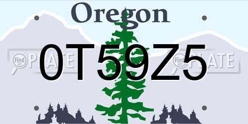 0T59Z5 Oregon License Plate