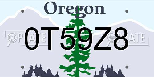 0T59Z8 Oregon License Plate
