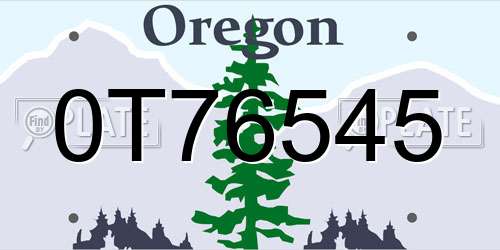 0T76545 Oregon License Plate