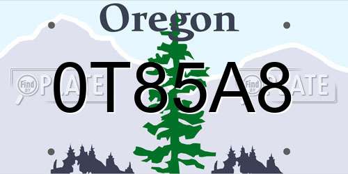 0T85A8 Oregon License Plate
