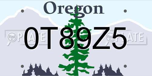 0T89Z5 Oregon License Plate