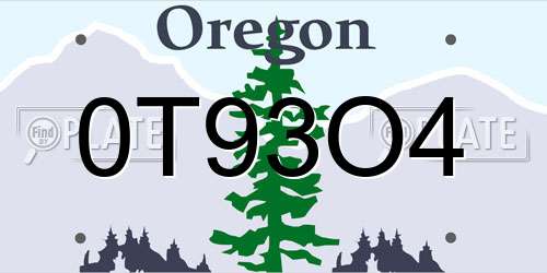 0T93O4 Oregon License Plate