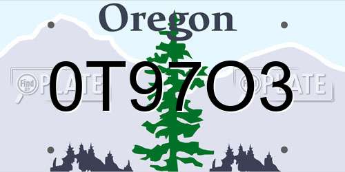 0T97O3 Oregon License Plate