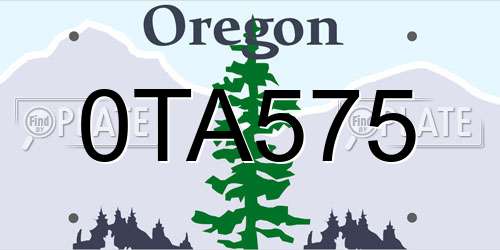 0TA575 Oregon License Plate