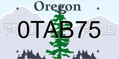 0TAB75 Oregon License Plate