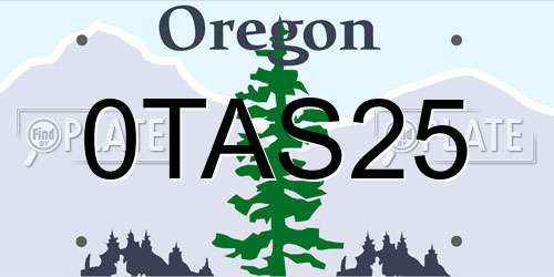 0TAS25 Oregon License Plate