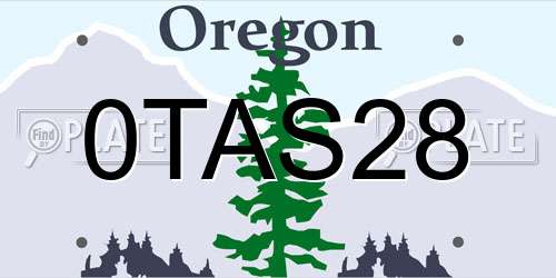 0TAS28 Oregon License Plate