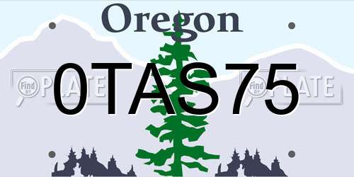 0TAS75 Oregon License Plate