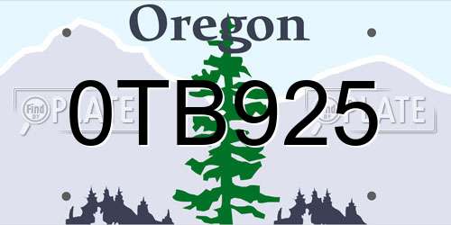 0TB925 Oregon License Plate