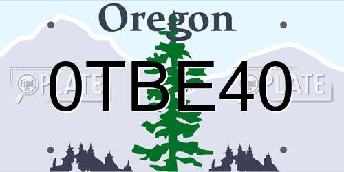 0TBE40 Oregon License Plate