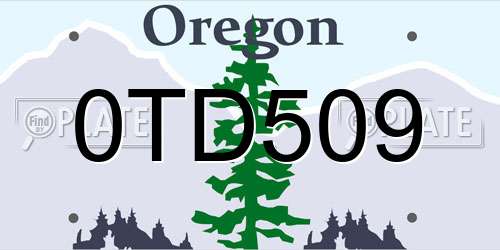 0TD509 Oregon License Plate
