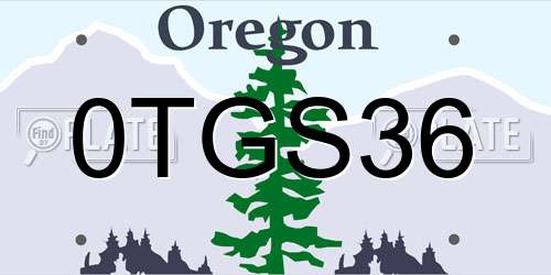 0TGS36 Oregon License Plate