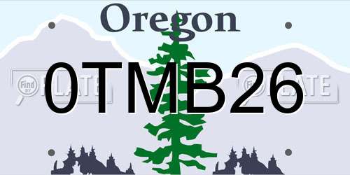 0TMB26 Oregon License Plate