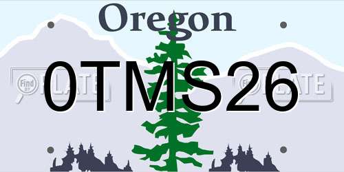 0TMS26 Oregon License Plate